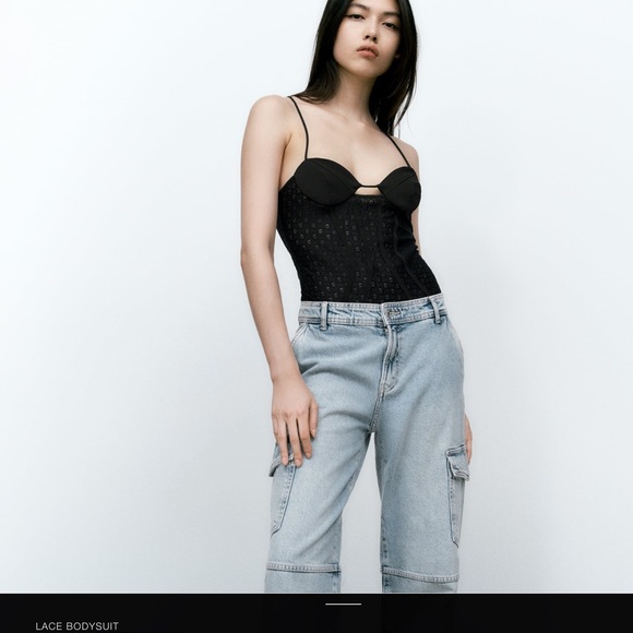 Zara lace bodysuit corset cut out , openwork embroidery - Picture 12 of 12
